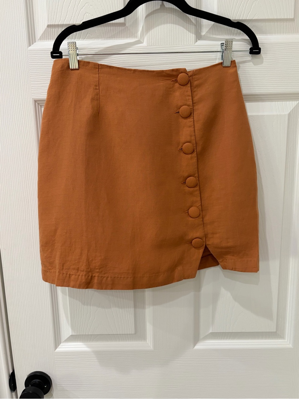 Amuse Society Rust Orange Button-Front Mini Skirt NWOT